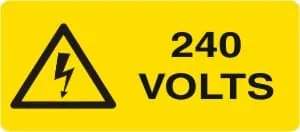 WARNING - 240 VOLTS – Part No. W 281